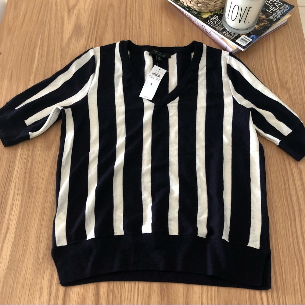 NWT Ann Taylor Striped Short Sleeve Sweater
